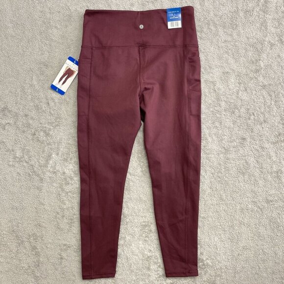 NEW Danskin Women's L High-Waisted Burgundy Leggings Side Pockets - Picture 3 of 9
